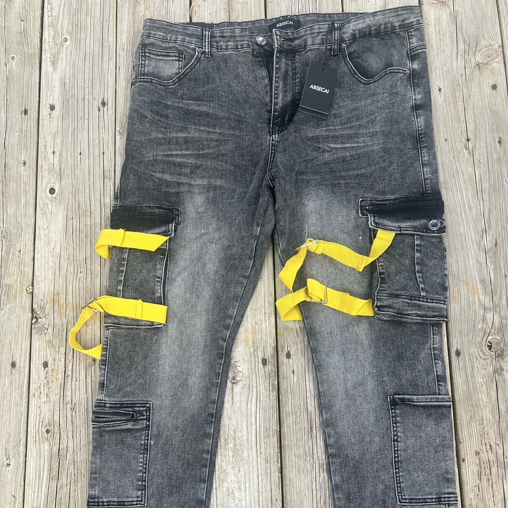 Absecai men’s black 42 cargo jeans NEW